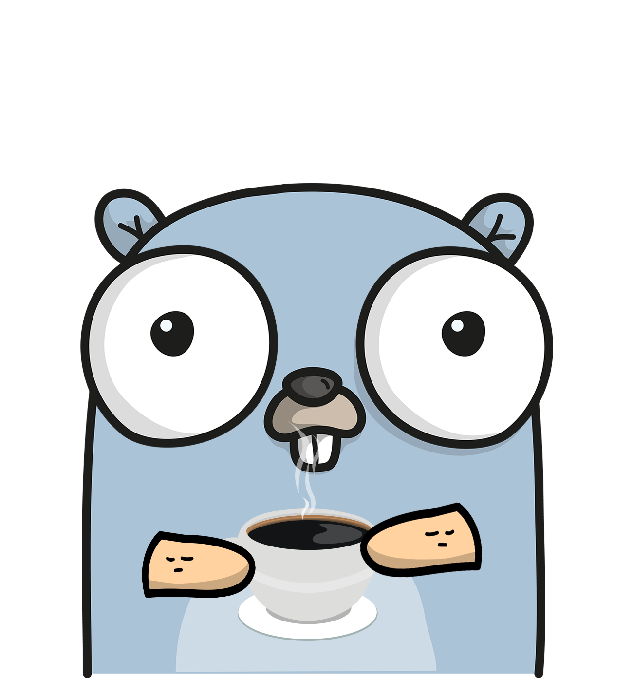 The Go gopher holding a cup of coffee